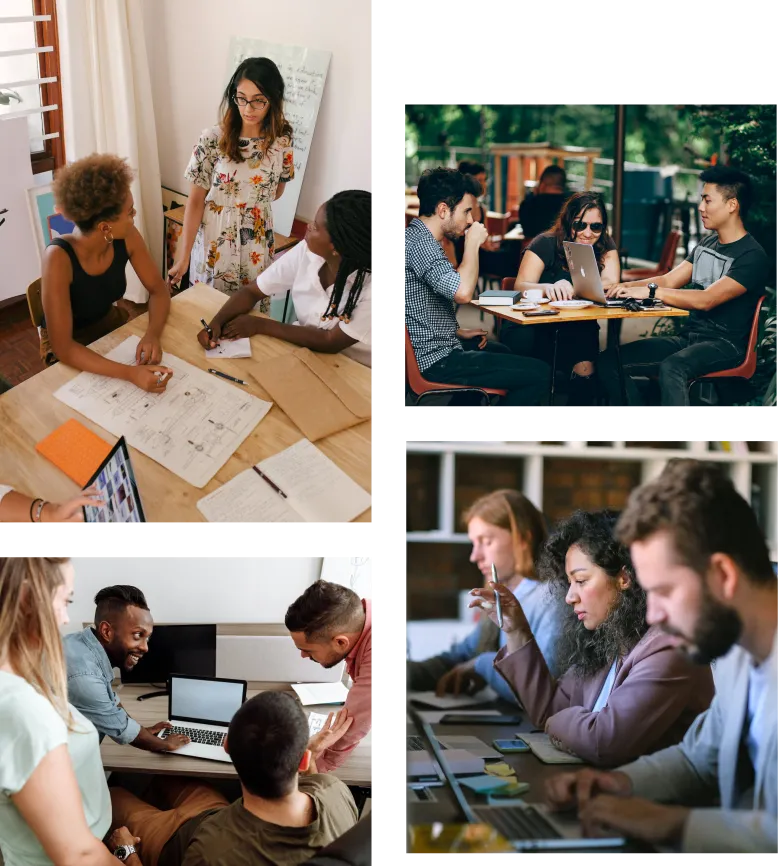 Collage of different people representing inclusive work culture