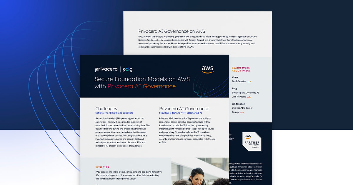 Secure Foundation Models on AWS with Privacera AI Governance Datasheet